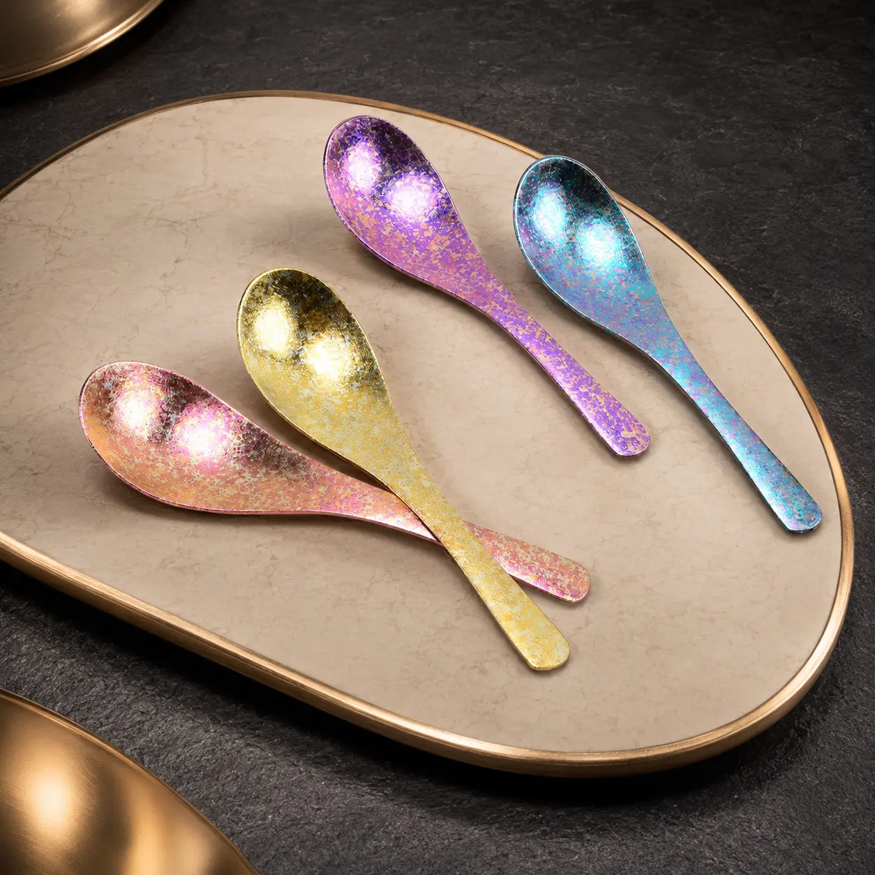 Color finish stainless steel spoons