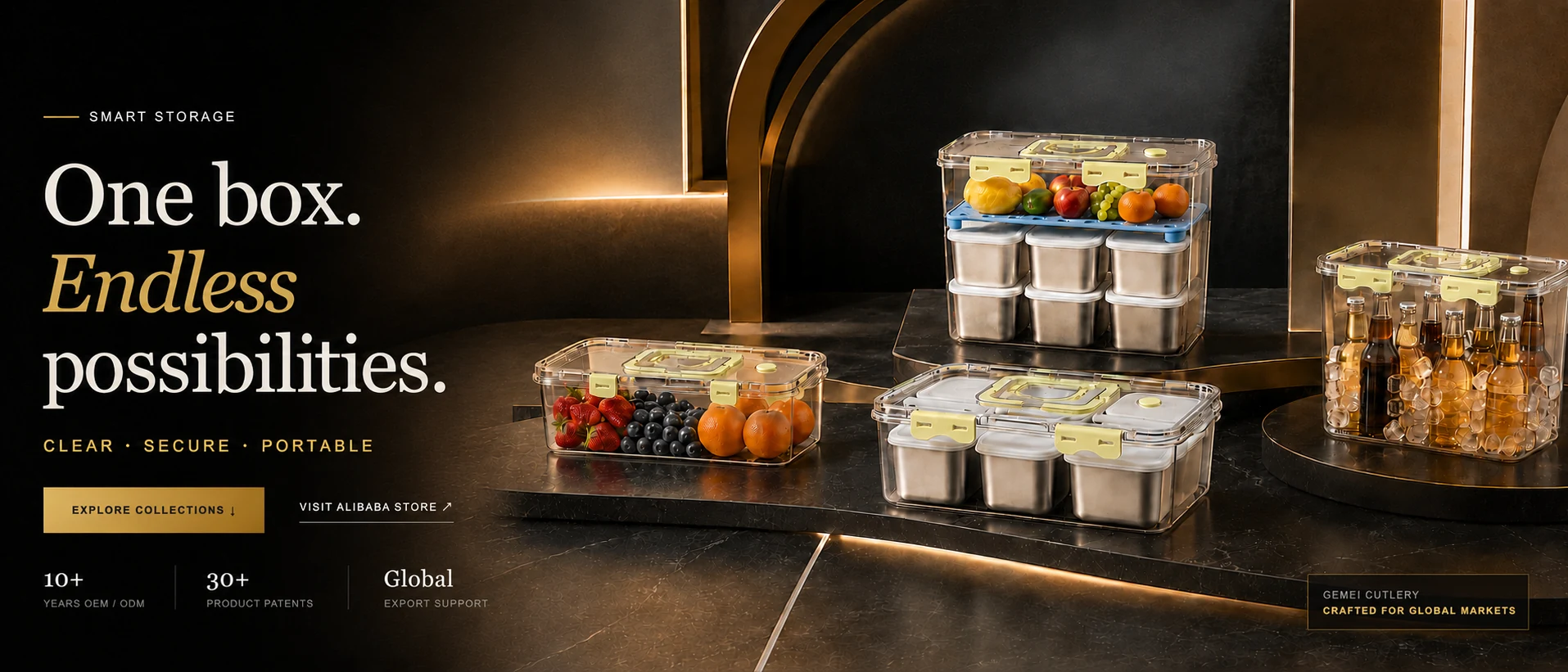 GEMEI versatile food storage collection for produce, meal prep and chilled drinks